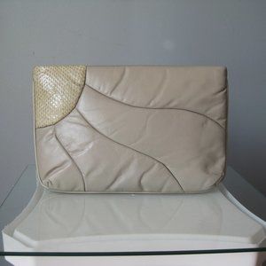 Vintage 80s Greige Pillow Clutch sculpted top zip